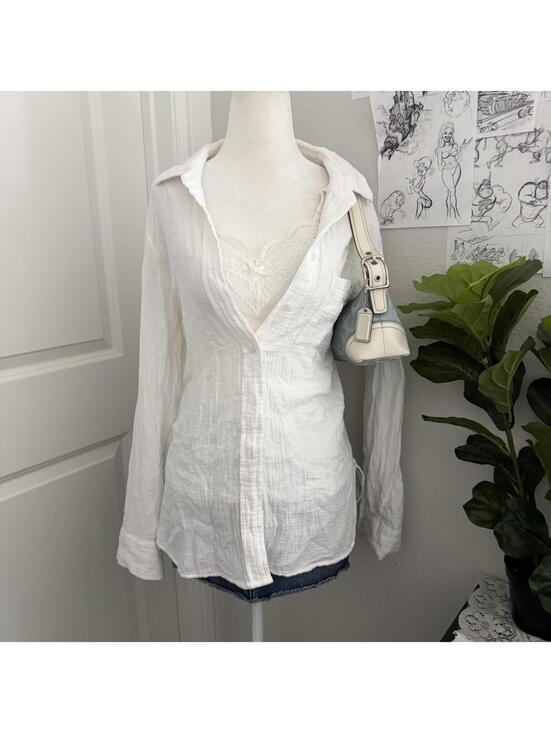 J. Crew Tops - J.Crew white linen button up shirt